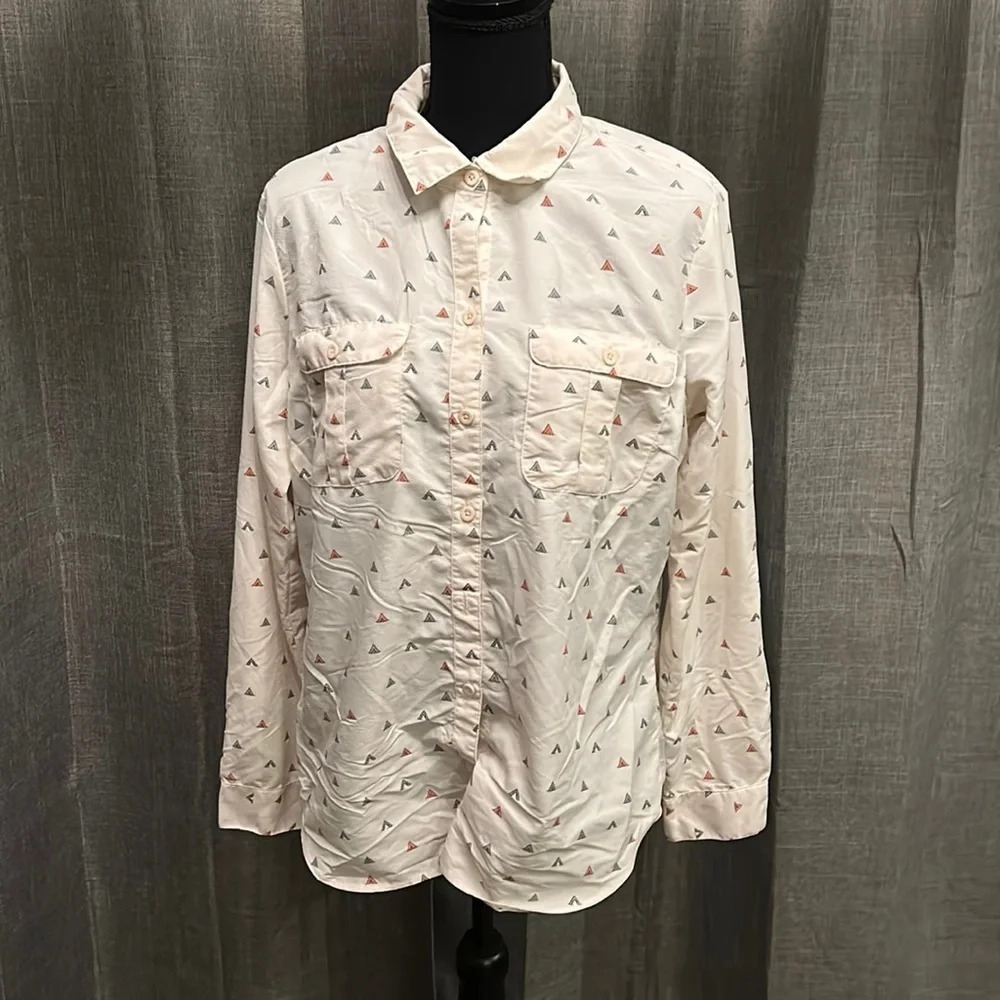 White Tent Columbia Long Sleeve Button Up
